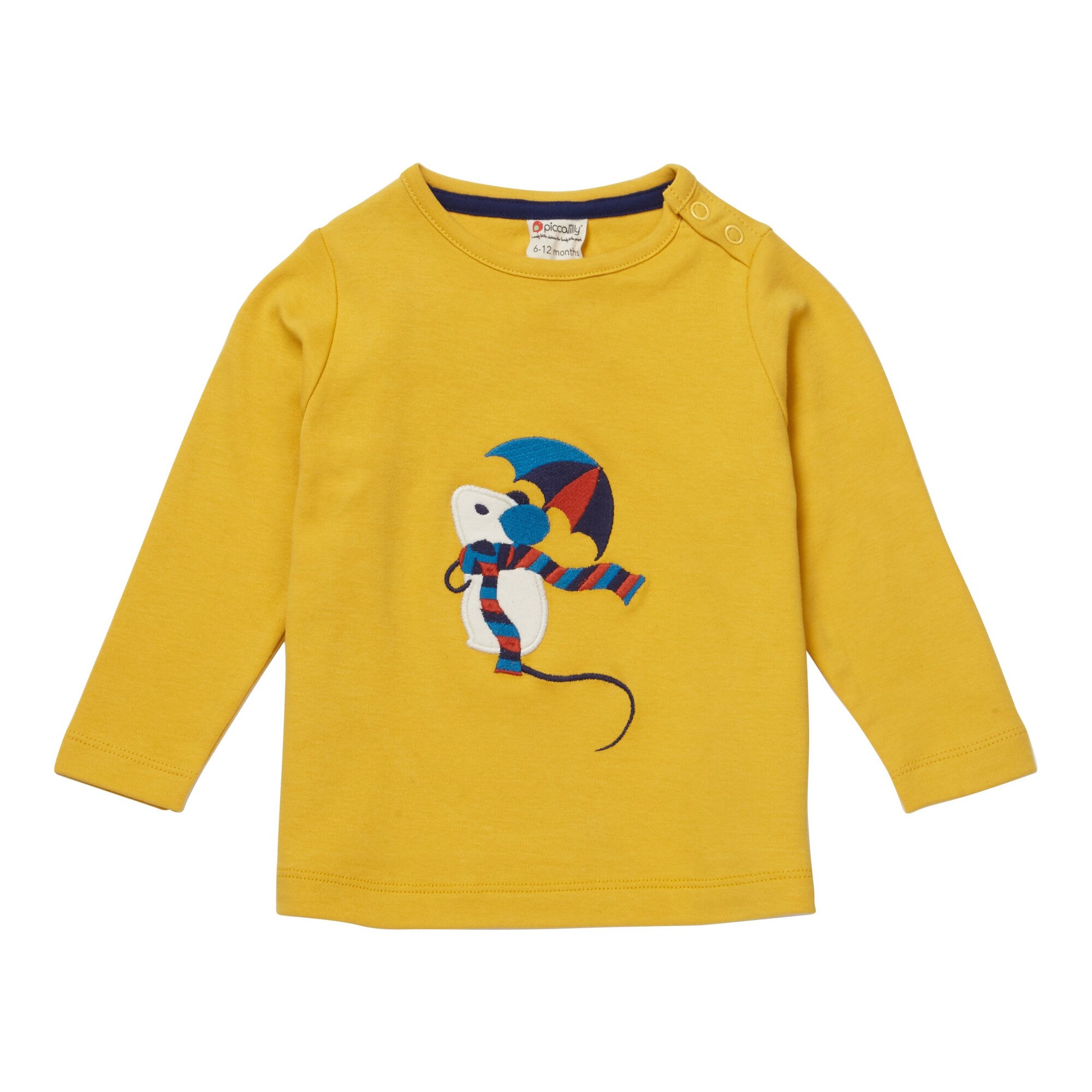 Bluza cu maneci lungi, bumbac organic interlock, Mustard Mouse