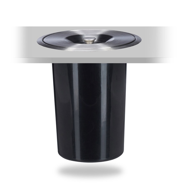 Cos incorporabil pentru blatul de lucru, 8 l, capac inox, negru, Relaxdays