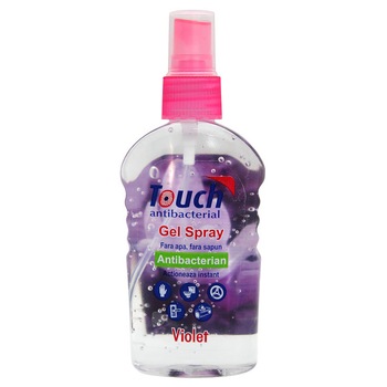 Spray dezinfectant pentru maini Touch, Violet cu efect antibacterian, 112 ml Spray dezinfectant pentru maini Touch, Violet cu efect antibacterian, 112 ml
