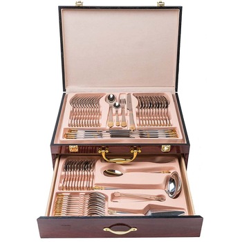 Set tacamuri 84 Piese Timeless Tools, pentru 12 persoane, in valiza, Argintiu/Auriu Set tacamuri 84 Piese Timeless Tools, pentru 12 persoane, in valiza, Argintiu/Auriu