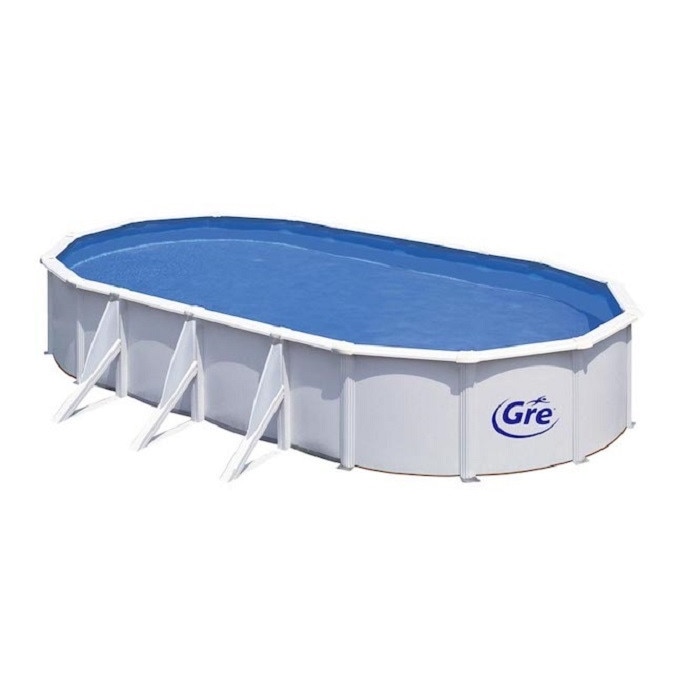Kit piscina GRE ovala, 730*375*120 cm, culoare alba