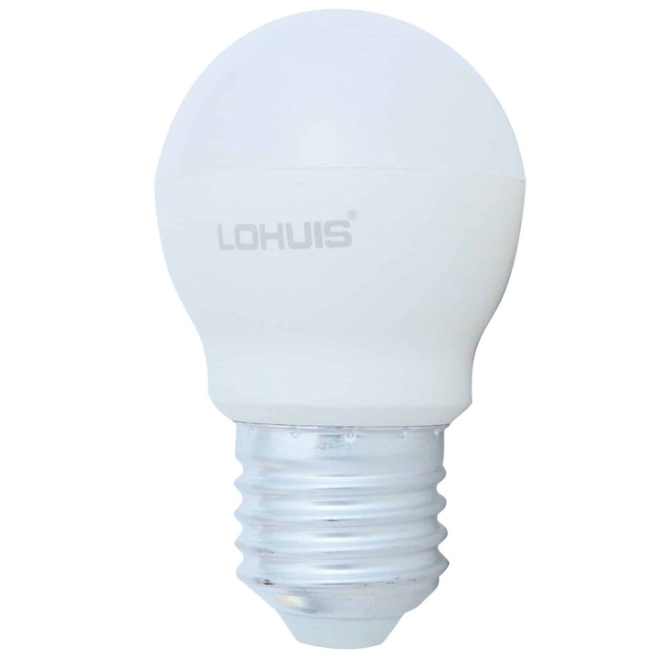 Bec LED LOHUIS, forma sferic, E27, 8W, 25000 ore, lumina rece