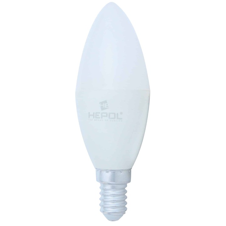 Bec LED HEPOL, forma lumanare, E14, 8W, 25000 ore, lumina calda