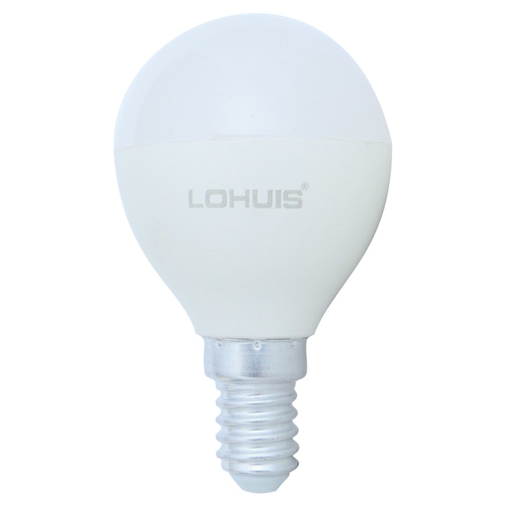 Bec LED LOHUIS, forma sferic, E14, 8W, 25000 ore, lumina rece