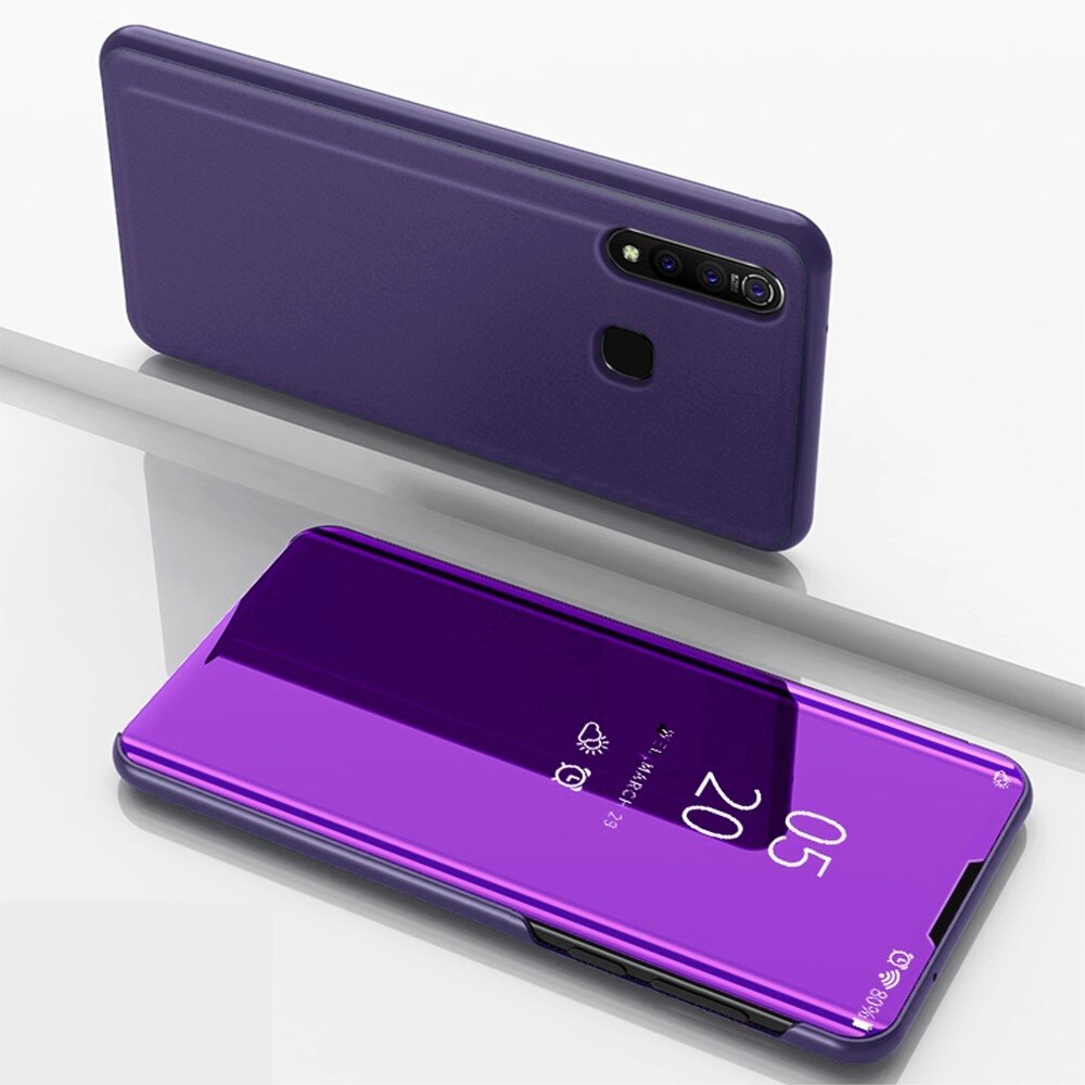 Husa Huawei Y6p - Flip Mirror tip Carte, Capac translucid, Violet