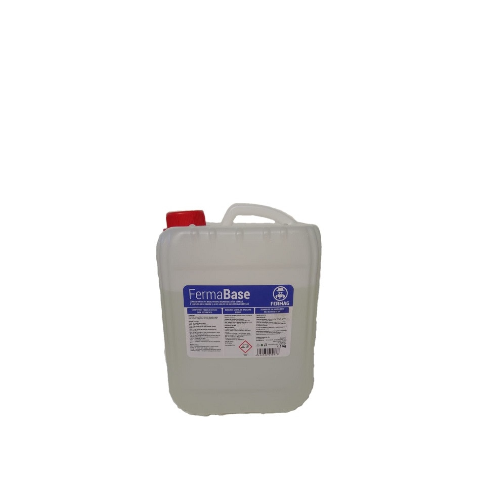 Detergent alcalin lichid 5 Kg pentru aparate de muls FermaBase