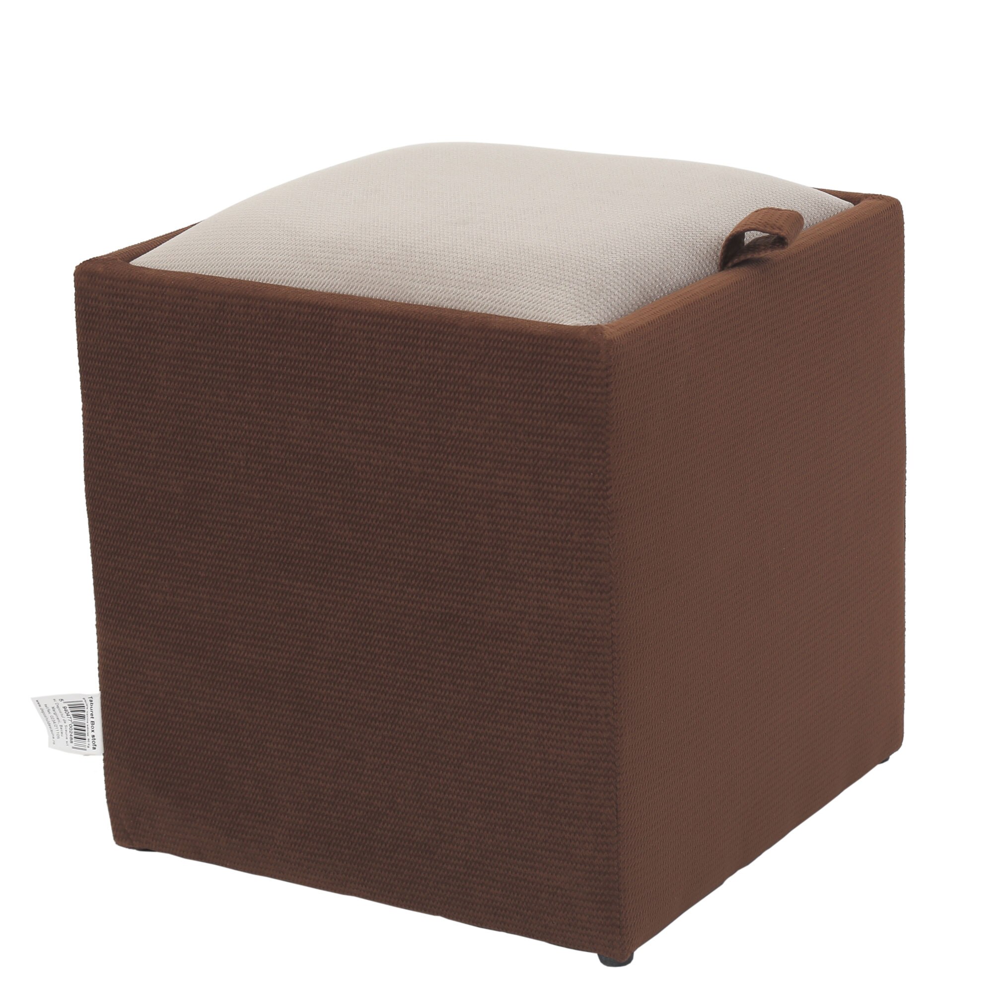 Taburet Box bicolor, stofa Diamond Maro/Crem 37x37x41