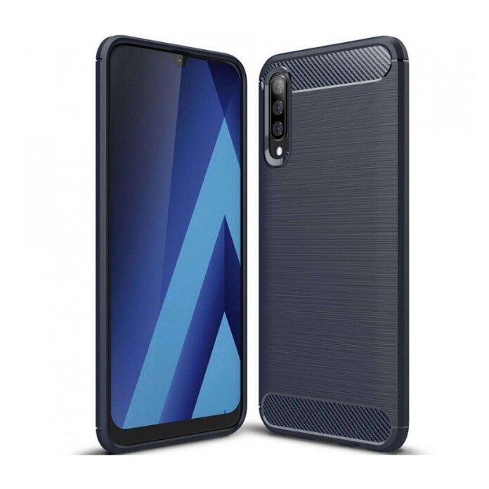 Husa Carbon rezistenta pentru Samsung Galaxy A70, Albastru