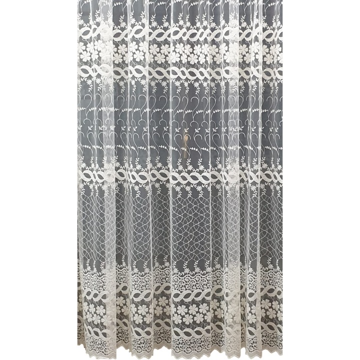 MASTEL BR6 hímzett függöny ráncolószalaggal, 800 x 245 cm, elefántcsontszín