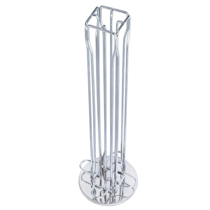 Suport rotativ pentru 40 capsule Nespresso/Dulce Gusto, OEM, Otel inoxidabil, Argintiu