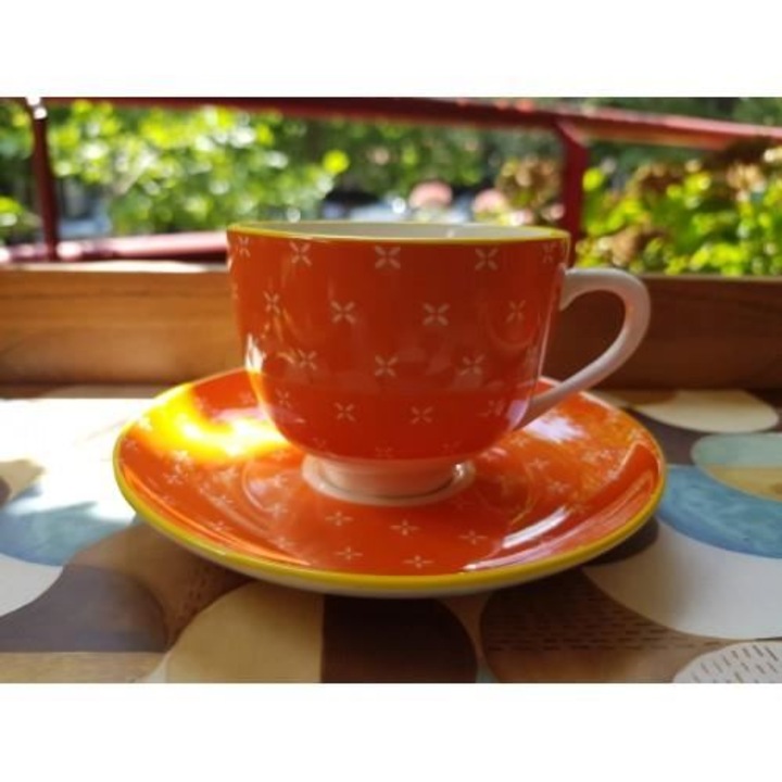 Set cescute cafea, Zafferano, orange, portelan, sase bucati/set