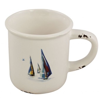 Cana marina Sea Club, dolomita, model cu barci, H 9cm Cana marina Sea Club, dolomita, model cu barci, H 9cm