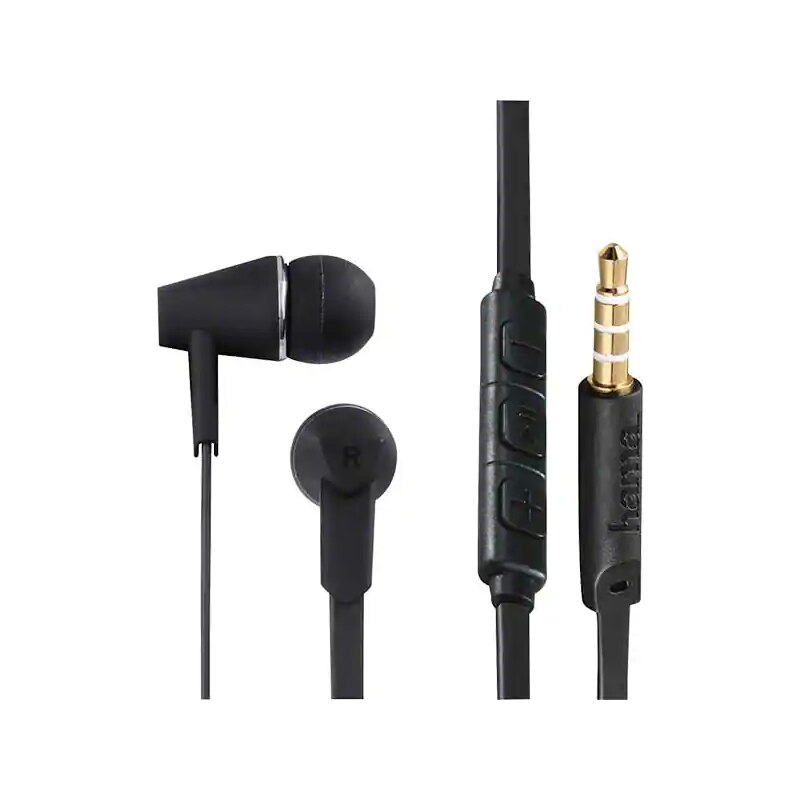 Casti stereo Joy Hama, cu fir, microfon, 1.2 m, Negru