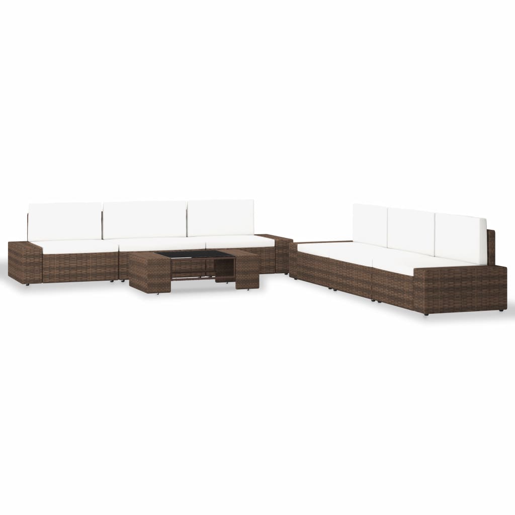 Set mobilier gradina cu 7 piese vidaXL, Ratan, 78,5 x 65,5 x 52 cm Maro/Alb