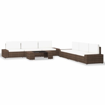Set mobilier gradina cu 7 piese vidaXL, Ratan, 78,5 x 65,5 x 52 cm Maro/Alb Set mobilier gradina cu 7 piese vidaXL, Ratan, 78,5 x 65,5 x 52 cm Maro/Alb