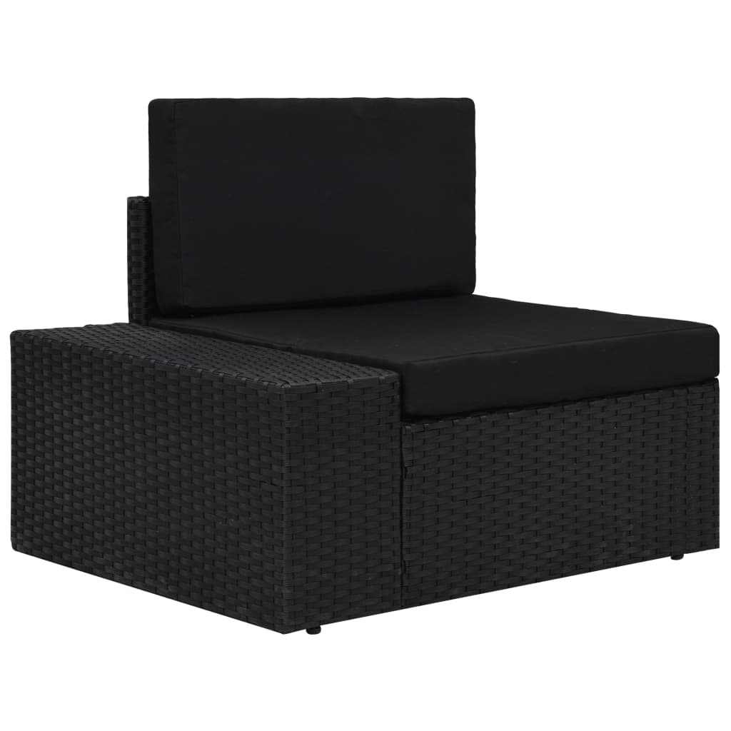 Canapea de colt modulara cu cotiera dreapta si perne vidaXL, Poliratan, 78.5 x 65.5 x 52 cm, Negru
