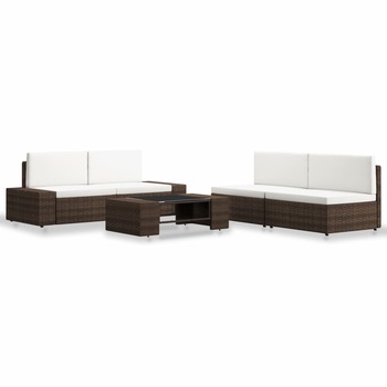 Set mobilier gradina cu 5 piese vidaXL, Ratan, 58,5 x 65,5 x 52 cm Maro Set mobilier gradina cu 5 piese vidaXL, Ratan, 58,5 x 65,5 x 52 cm Maro