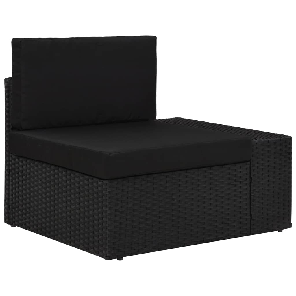 Canapea de colt modulara cu cotiera stanga si perne vidaXL, Poliratan, 78.5 x 65.5 x 52 cm, Negru