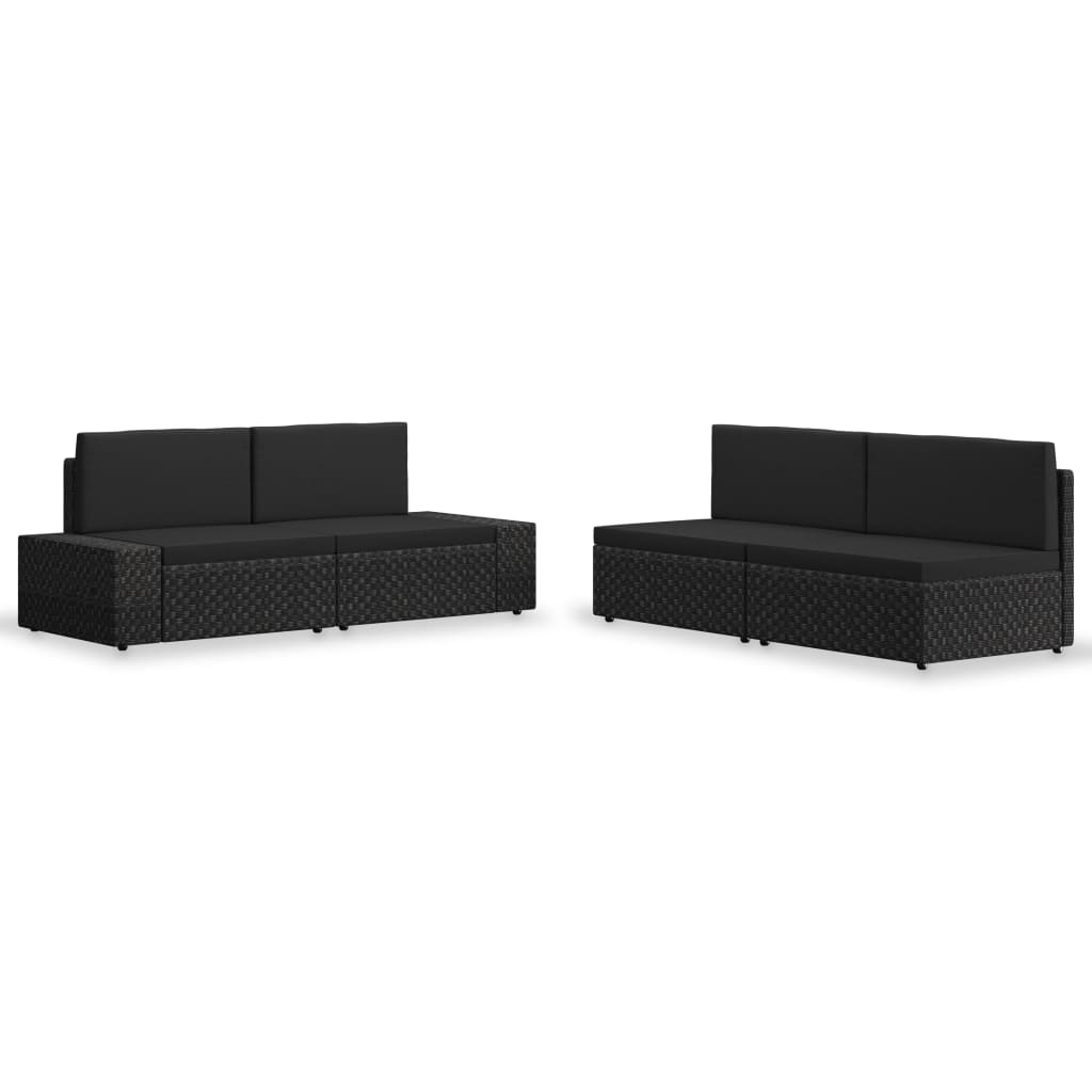 Set mobilier gradina cu 4 piese vidaXL, Ratan, 58,5 x 65,5 x 52 cm Negru