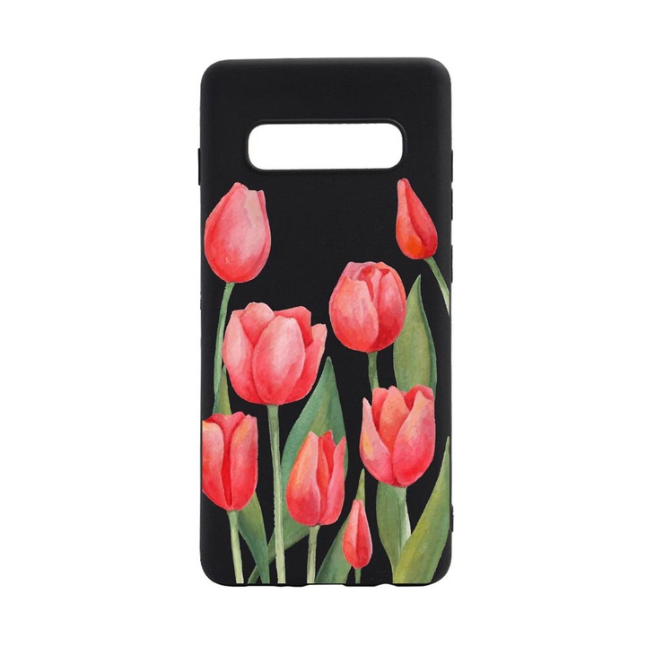 Силиконов калъф Unique за Samsung Galaxy S10 Plus, Red Flowers Pattern, B633