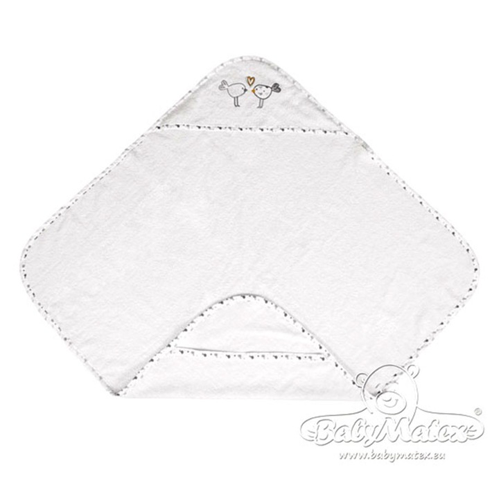 Хавлия с качулка Baby Matex Maxi Plus Birds 100/100, Бял