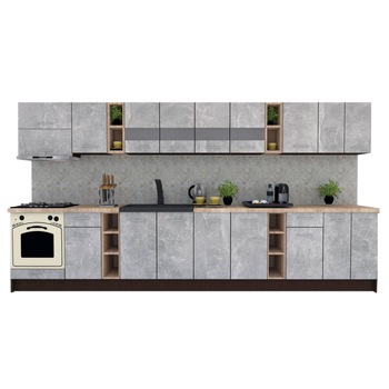 Set Bucatarie Marina New 400, Wenge / Decor 4298, 400 x 200 x 60 cm Set Bucatarie Marina New 400, Wenge / Decor 4298, 400 x 200 x 60 cm