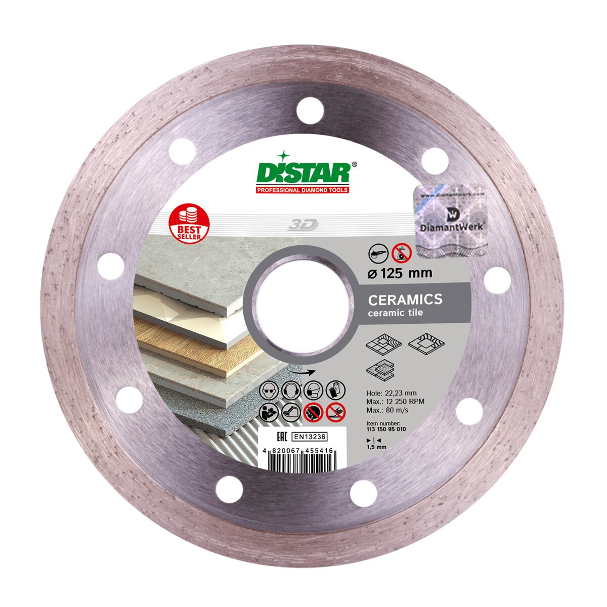 Disc diamantat Keramik 1A1R 125x1, 4x8x22, pentru placi ceramice