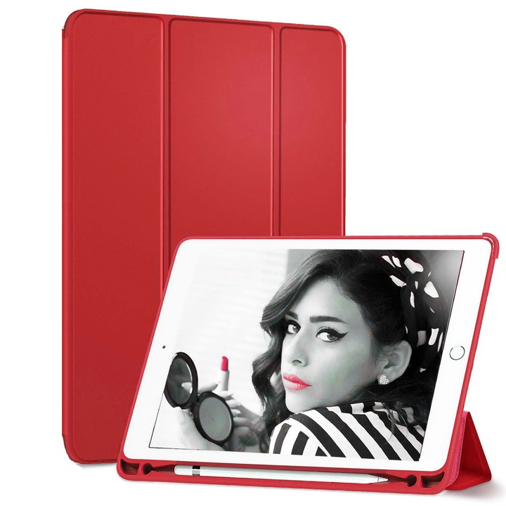 Tablet tok, Apple iPad védő tok 9,7Inch 5th ,Univerzális , Book Cover, Piros