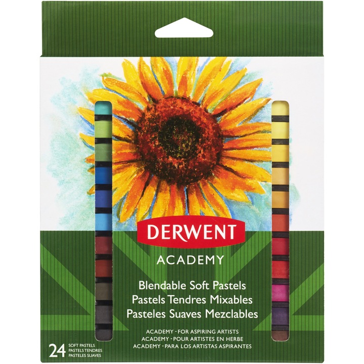 Set 24 creioane pastel soft Derwent Academy™, calitate superioara, diverse culori