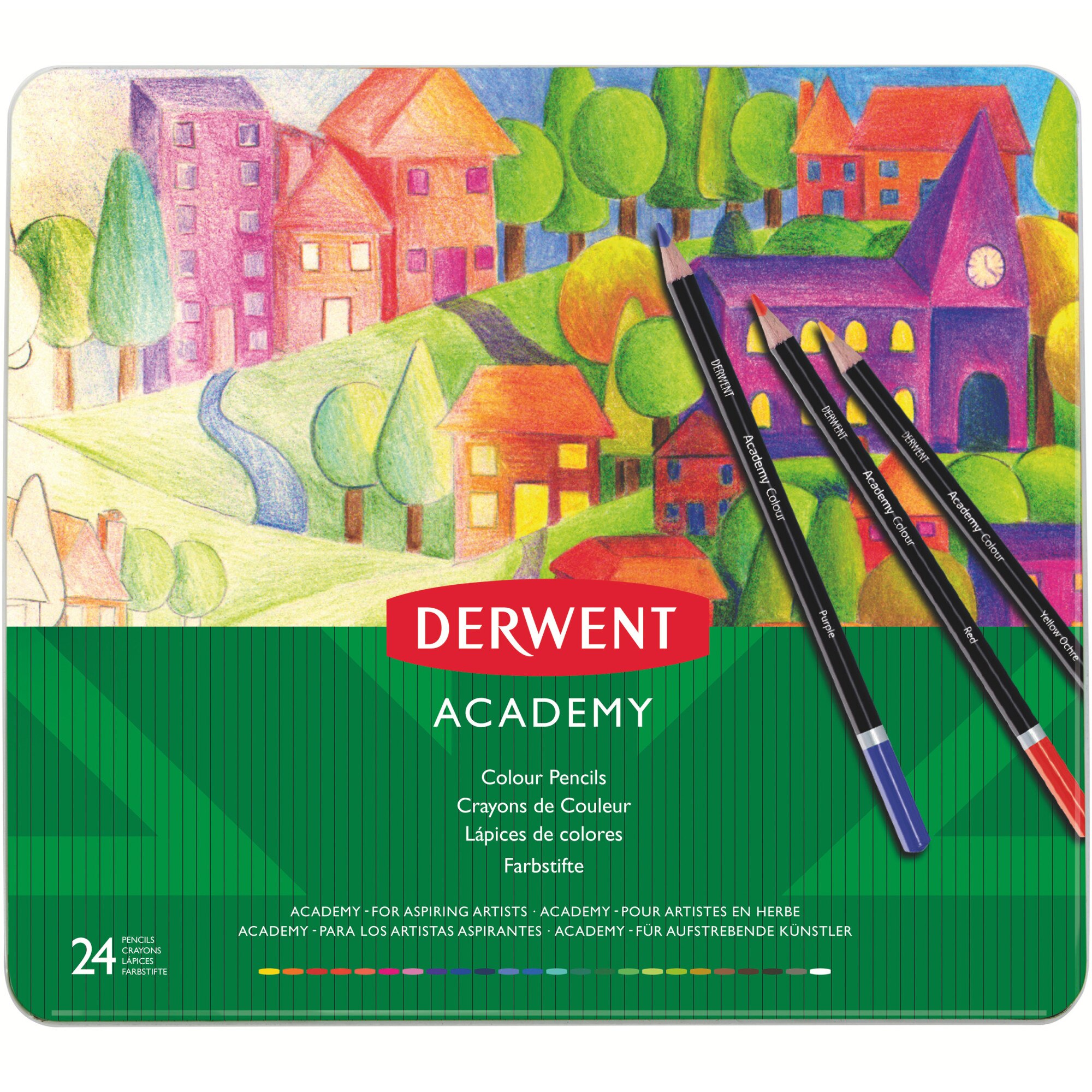 Set 24 creioane colorate Derwent Academy™, calitate superioara, diverse culori