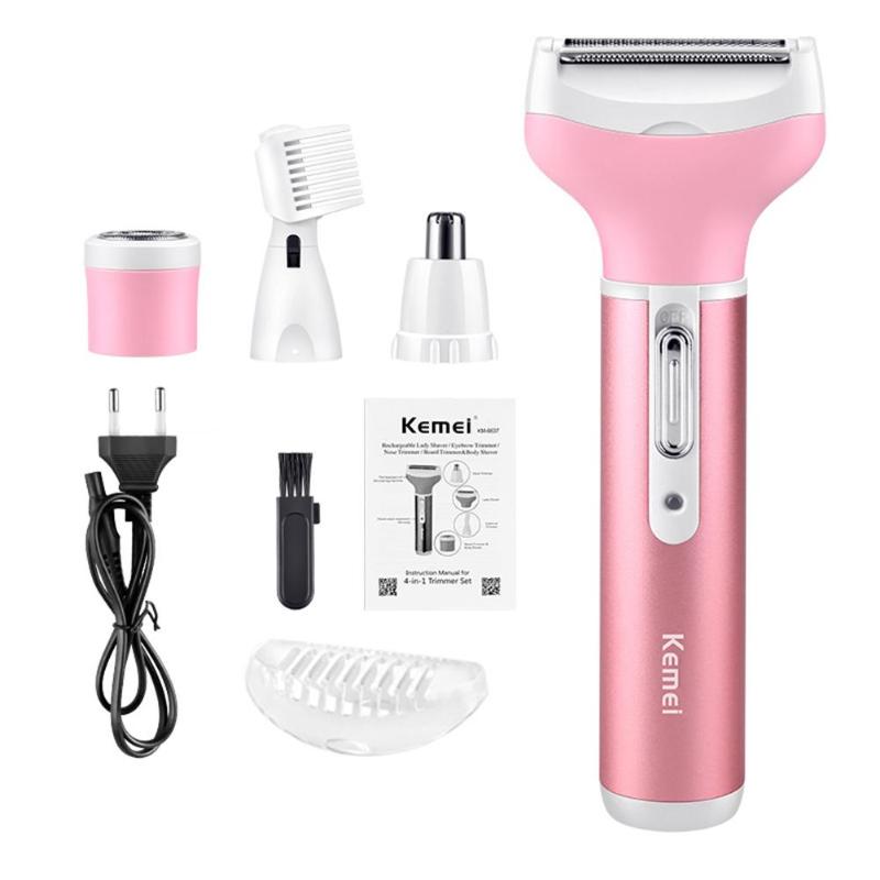 Set epilator 4 in 1 Kemei, KM-6637, Roz