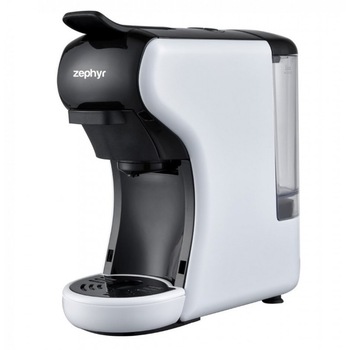 Espressor de cafea Zephyr pentru capsule Dolce Gusto, Lavazza Blue si cafea macinata, 1450W, 19 bar, alb/negru Espressor de cafea Zephyr pentru capsule Dolce Gusto, Lavazza Blue si cafea macinata, 1450W, 19 bar, alb/negru