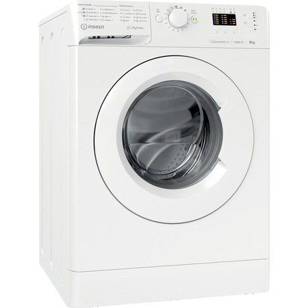 Masina de spalat rufe Indesit MTWA81283WEE, 8kg, 1200 RPM, Clasa D, Motor Inverter, MyTime, Fast Cycles, Display LED+, Alb