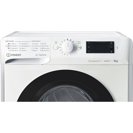 Masina de spalat rufe Indesit MTWE91483WKEE, 9kg, 1400 RPM, Clasa D, Motor Inverter, MyTime, Fast Cycles, Alb
