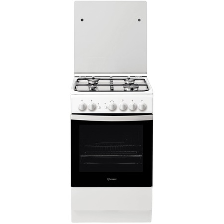 Aragaz Indesit IS5G1PMWE, 4 arzatoare, Gaz, Aprindere electrica, Capac de sticla, 50 cm, Alb