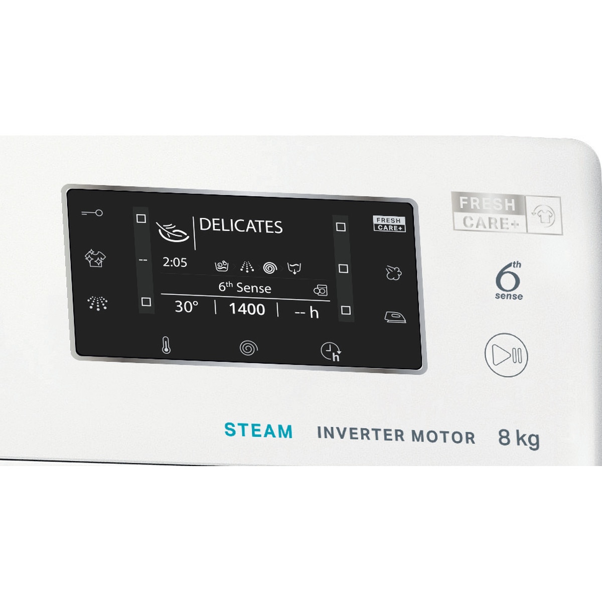 Masina de spalat rufe Whirlpool FFD8638BVEE, 8kg, 1600 RPM, Clasa D, Tehnologia al-6lea Simt, Motor Inverter, FreshCare, Steam Refresh, Steam Hygiene, Display LCD, Alb