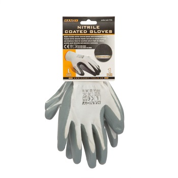 Manusi antiderapante Handy, Din poliester si nitril, Certificate CEE, Gri, L Manusi antiderapante Handy, Din poliester si nitril, Certificate CEE, Gri, L