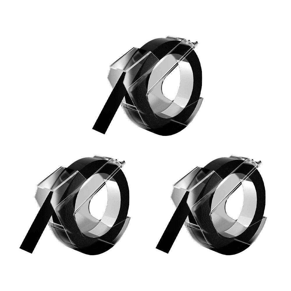 Etichete plastic embosabile Compatibile cu DYMO Omega, 9mmx3m, negru, 3 buc/set DYA847730P3