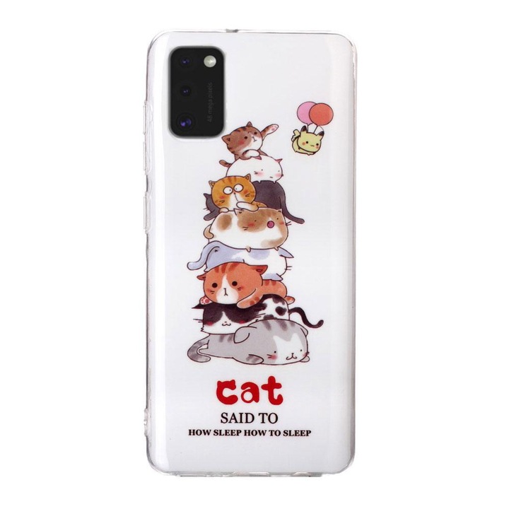 Husa compatibil cu SAMSUNG Galaxy A41 model Pile of Cats, Fosforescenta, Antisoc, Viceversa Multicolor