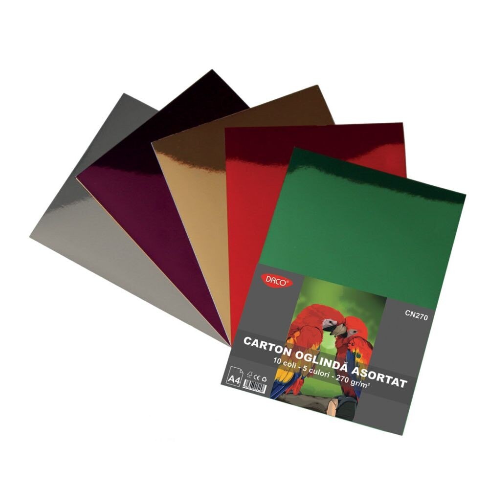 Carton oglinda 270g/mp A4 10 coli 5 culori DACO CN270