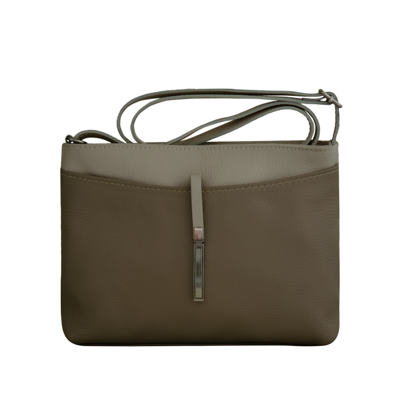 Geanta crossbody din piele naturala Eva Bags, Sabina taupe cu bej