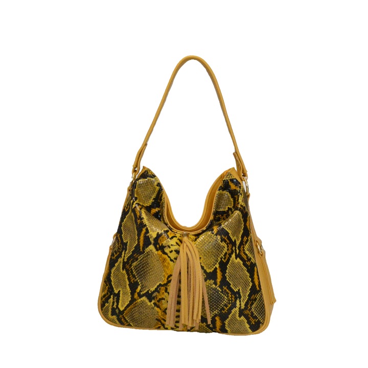 Női táska, Zea, sárga kígyó, 32x10x28