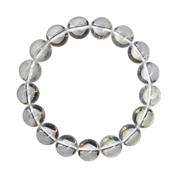 e-crystals, Гривна от скален кварц - 12 мм сфери - полускъпоценни кристали, унисекс