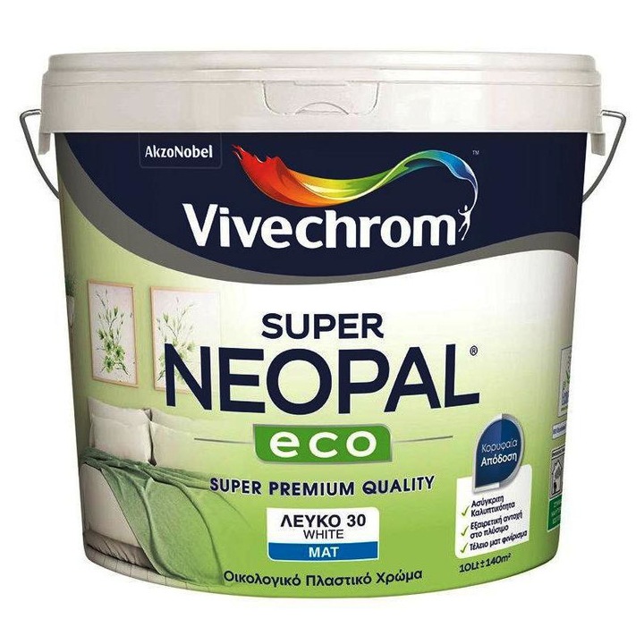 Боя Vivechrom Super Neopal Eco, Екологична, Бяла, 3 л.