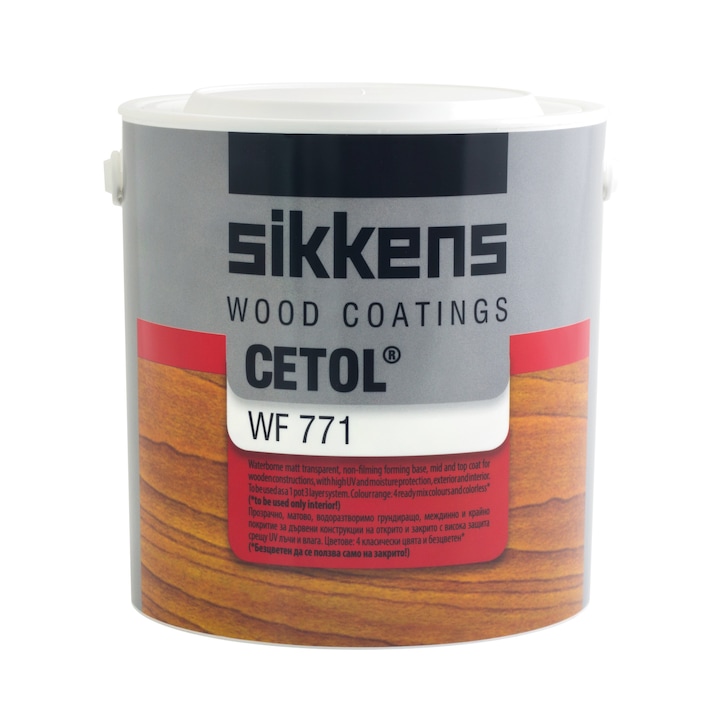 Лак SIKKENS CETOL WF771, За дърво, Водоразтворимо, Грундиращо, За дървени конструкции, Безцветен, 2,5 л.
