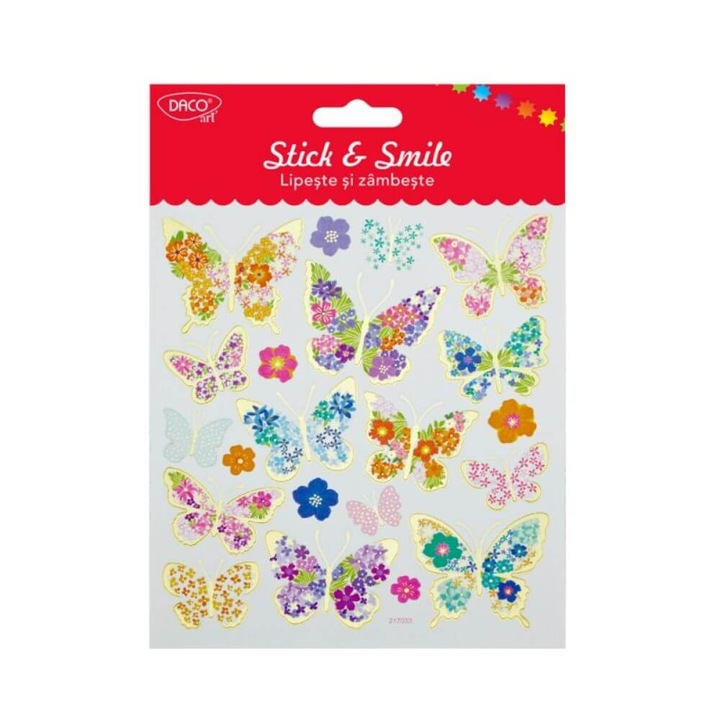 Matricák DACO Sticks and Smiles, Pillangó modell, 20 db/Szett, Többszínű