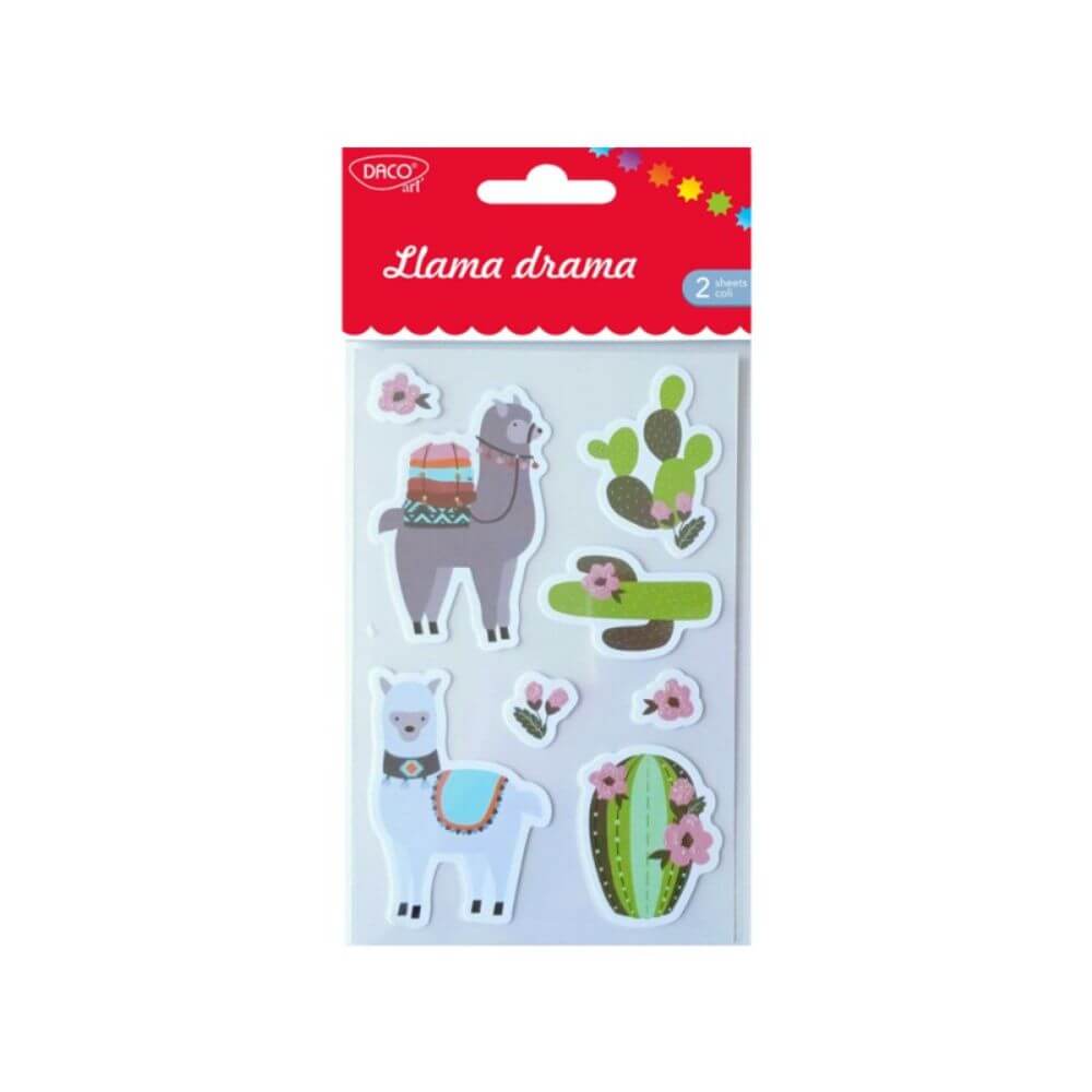 Abtibilduri DACO, Model Llama Drama, 8 Buc/Set, Multicolor
