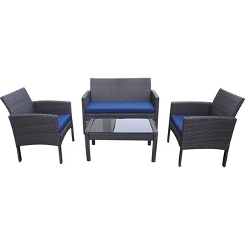 Set mobilier gradina/terasa Kring Bahamas, masa, canapea, 2 fotolii, Albastru Set mobilier gradina/terasa Kring Bahamas, masa, canapea, 2 fotolii, Albastru