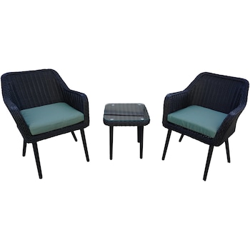 Set mobilier gradina/terasa/balcon Kring Nisa, masa, 2 fotolii, ratan sintetic, antracit/verde Set mobilier gradina/terasa/balcon Kring Nisa, masa, 2 fotolii, ratan sintetic, antracit/verde