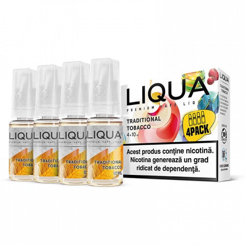 Set 4 x Lichid pentru Tigara Electronica Liqua Elements, 10ml, Traditional Tobacco, 12 mg/ml